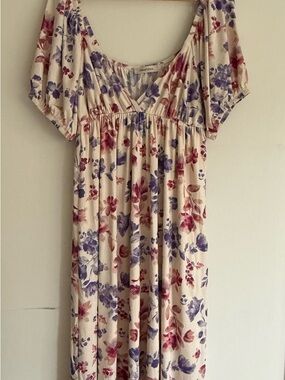 Pinkblush Floral Cream Maxi Dress with Purple and Mauve Flowers